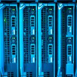 Detailed image of illuminated server racks showcasing modern technology infrastructure.